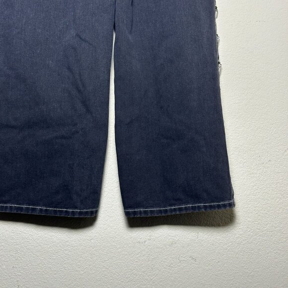 Y2K Shein Denim Jean Pant Women 27 Side Chains Punk Indie Rock Bootcut Flare - Picture 10 of 11